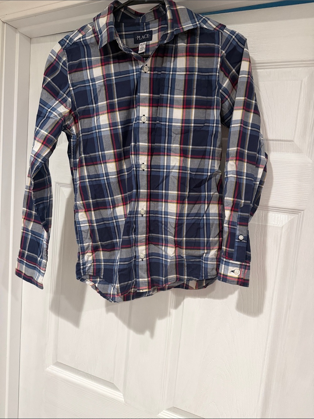 The Children's Place Navy, White & Red Plaid Button-Down Shirt